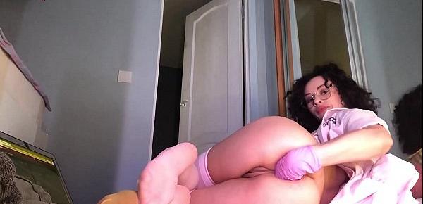  Hot Brunette Hard Fisting and Anal Prolapse - Squirting